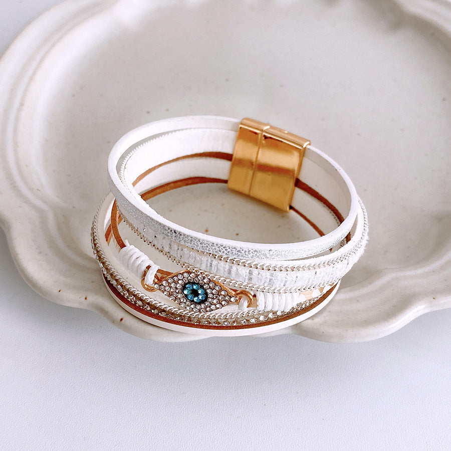 Diamond-embedded Magnetic Bracelet Ethnic Style Simple Personality Bracelet Trendy All-matching