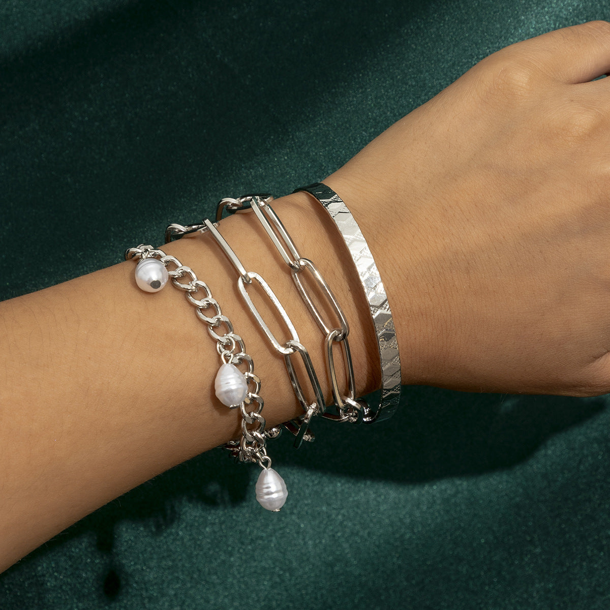 Punk Diamond  Metal Bracelet Set