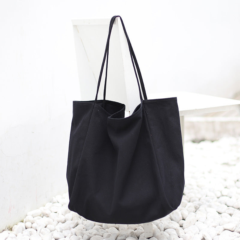 Mori Artistic Canvas Shoulder Bag Casual Retro Solid Color Tote