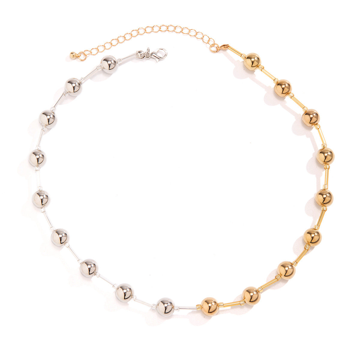 Exaggerated Punk Contrast Color Beaded Necklace Ball Bracelet