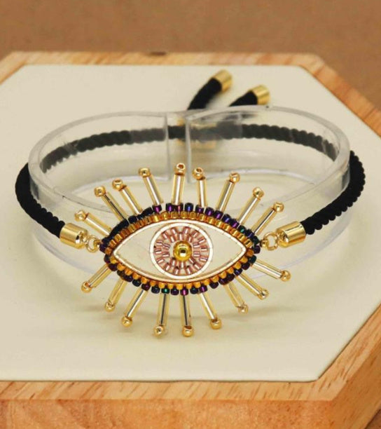 Rice beads hand-woven Evil Eye lucky eye bracelet