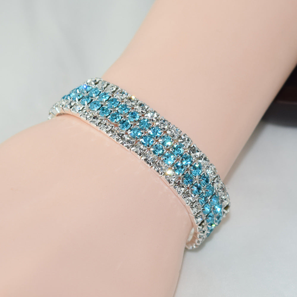 Crystal Full Diamond Bracelet Four Drainage Drill Elasticity