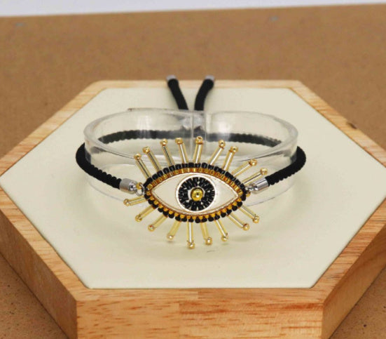 Rice beads hand-woven Evil Eye lucky eye bracelet
