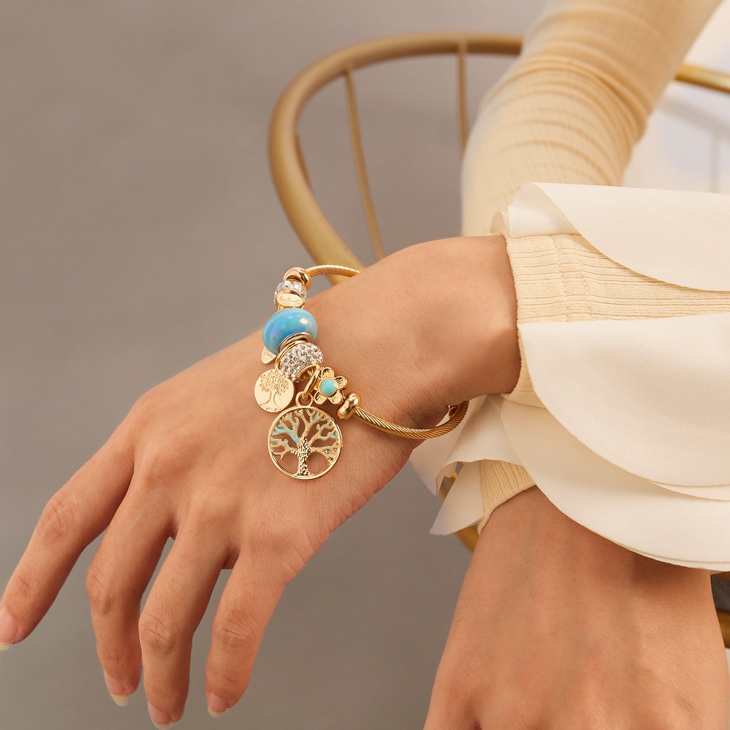 Fashion Retro Tree Of Life French Entry Lux High-grade Titanium Steel Bracelet