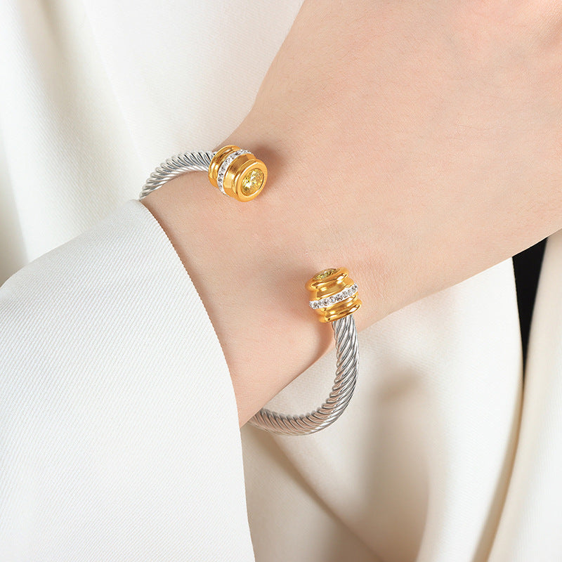 Titanium Steel Inlaid Twelve-color Zircon Bracelet