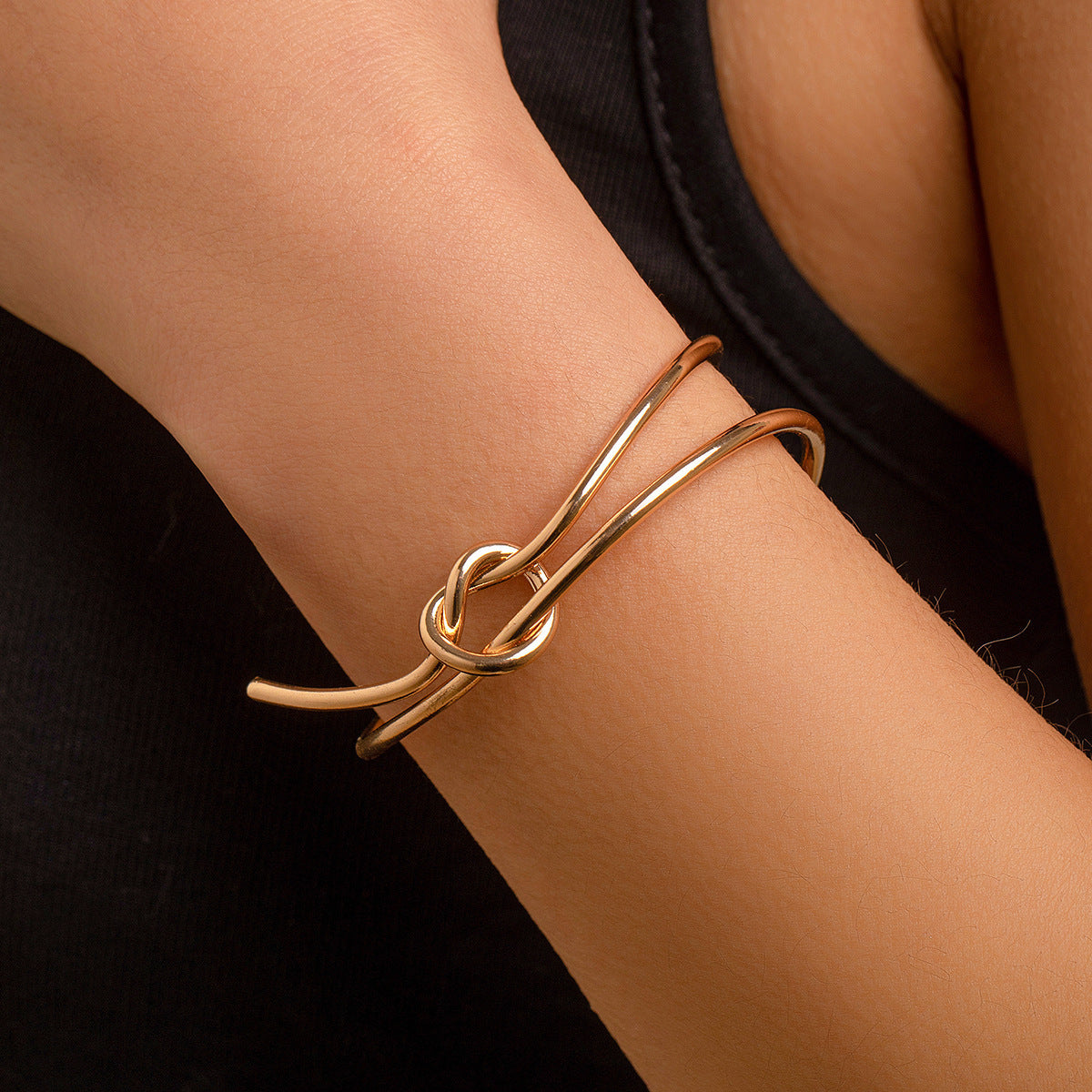 Design Double-layer Hollow Knot Open-ended Bracelet For Women Jewelry Wedding Pulseiras Lover Gift
