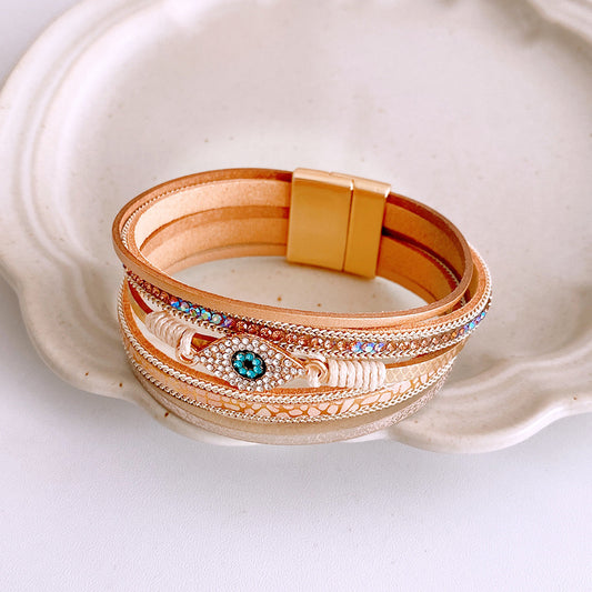 Diamond-embedded Magnetic Bracelet Ethnic Style Simple Personality Bracelet Trendy All-matching