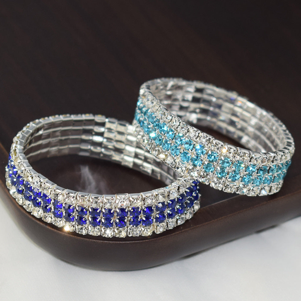 Crystal Full Diamond Bracelet Four Drainage Drill Elasticity
