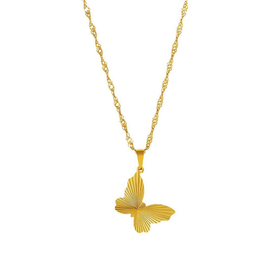 18K Real Gold Pleated Small Round Brand Light Luxury Necklace
