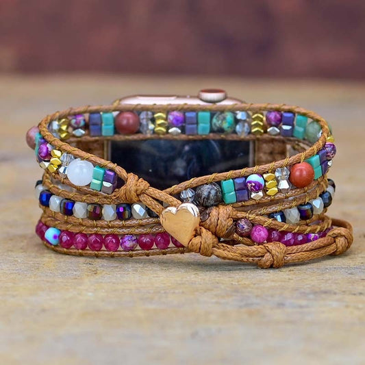 3-Layer Amethyst Wax Cord Hand Woven Strap