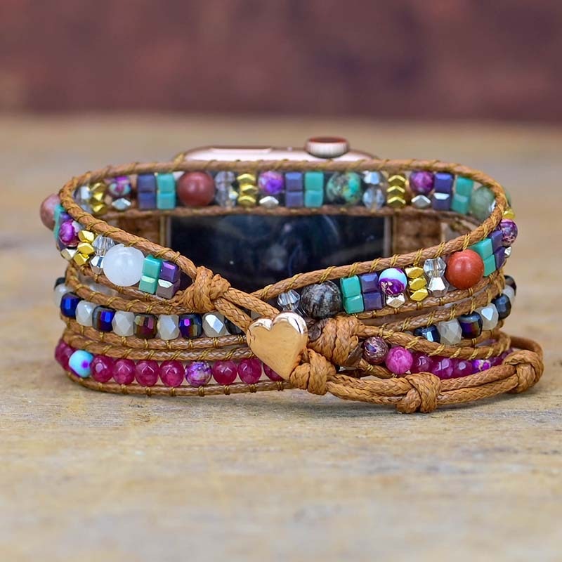 3-Layer Amethyst Wax Cord Hand Woven Strap