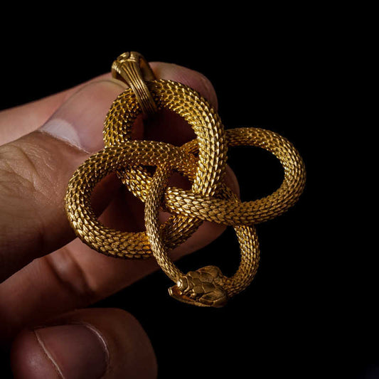 Brass 925 Silver Vintage Snake Pendant Necklace