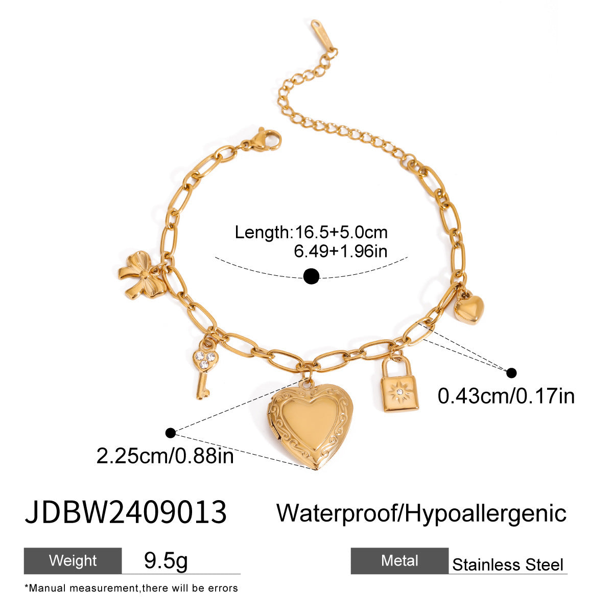 Love Chain Bracelet Fashion Titanium Steel Pearl Bow Bracelet