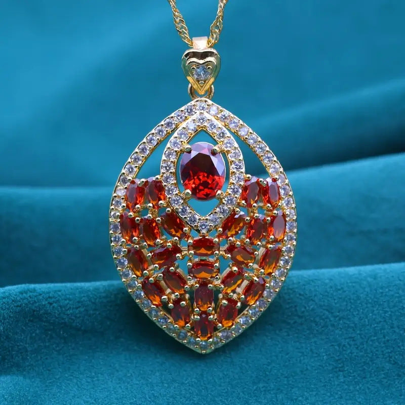 Creative Design Color Zircon Pendant Necklace