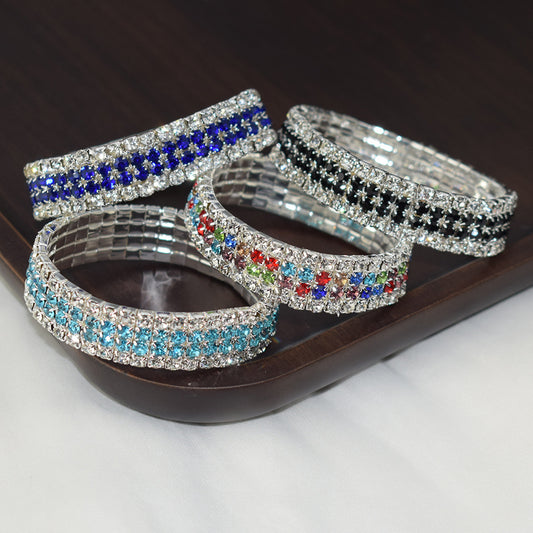 Crystal Full Diamond Bracelet Four Drainage Drill Elasticity
