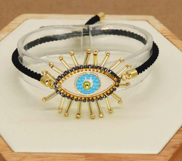 Rice beads hand-woven Evil Eye lucky eye bracelet