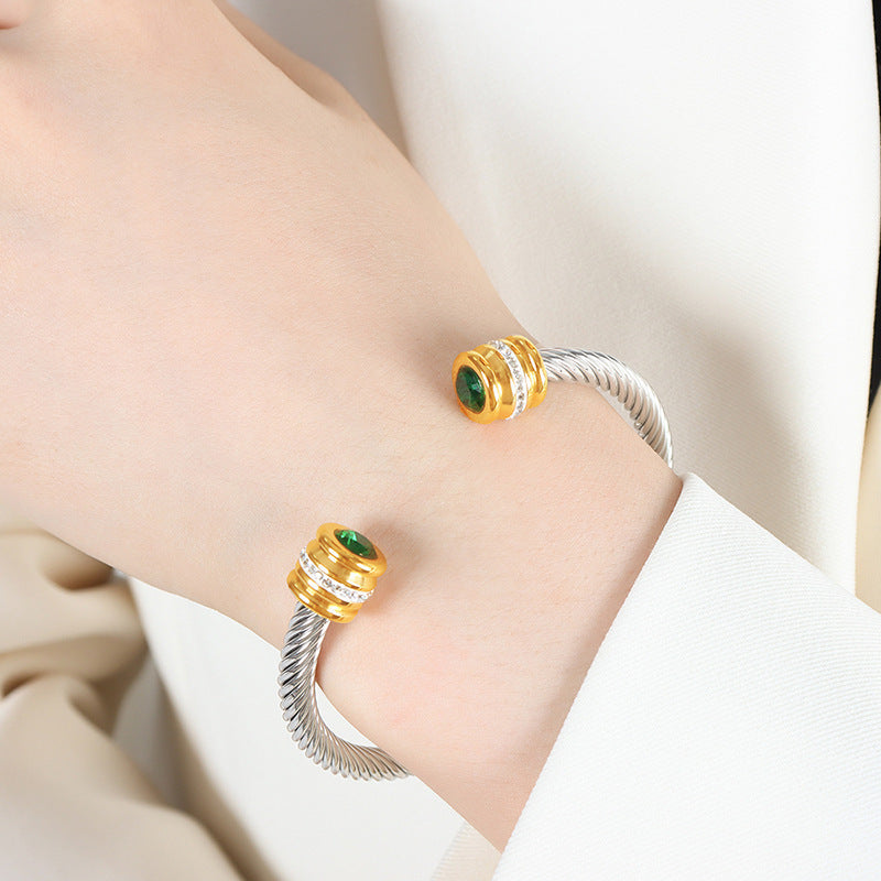 Titanium Steel Inlaid Twelve-color Zircon Bracelet
