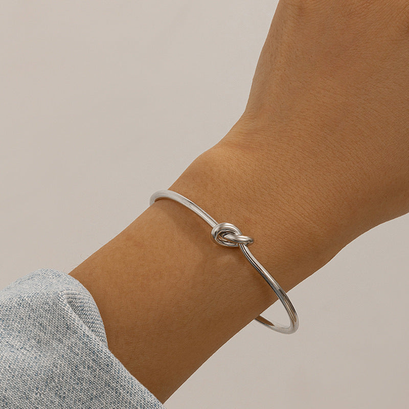 Design Double-layer Hollow Knot Open-ended Bracelet For Women Jewelry Wedding Pulseiras Lover Gift