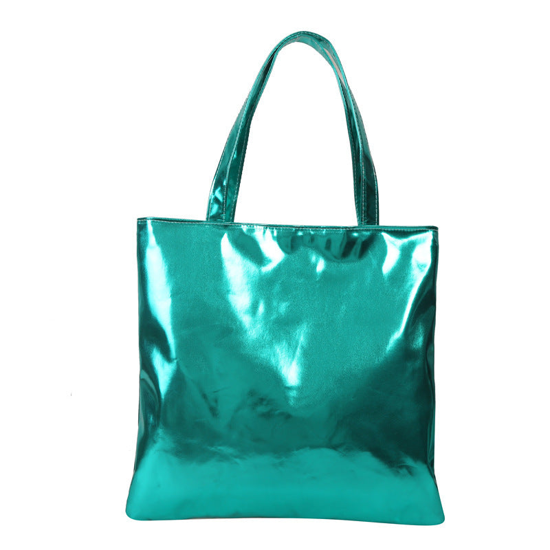 Simple Portable Large Capacity Texture Shiny Shoulder Bag Personality Soft Pu Paint Commuter Tote
